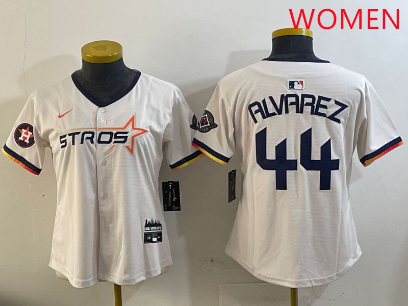 Women Houston Astros 44 Alvarez Cream Three generations Joint Name 2025 Nike MLB Jersey style 11